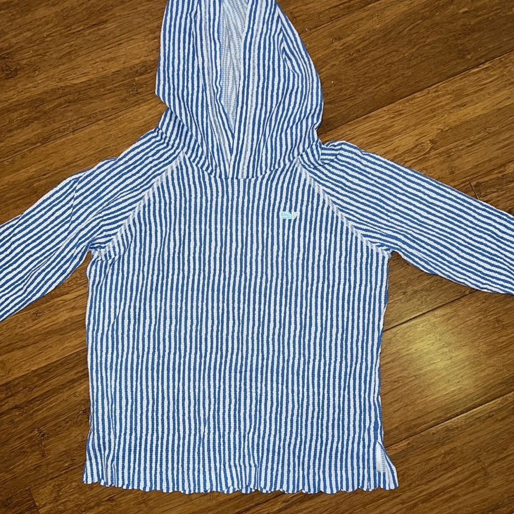 Vineyard Vines GIrls Bimini Blue Hooded Rash guard size large (10-12) EUC
